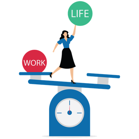 Mujer de negocios equilibrando trabajo y vida  Ilustración