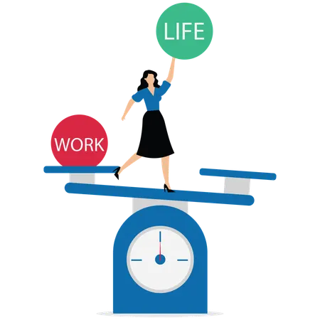 Mujer de negocios equilibrando trabajo y vida  Ilustración