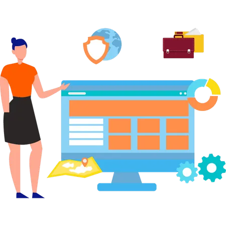 La empresaria está monitoreando el sitio web  Ilustración