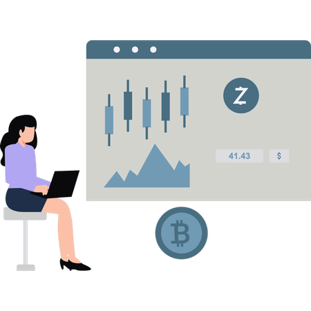 La empresaria está analizando el mercado de acciones en cartelera  Ilustración