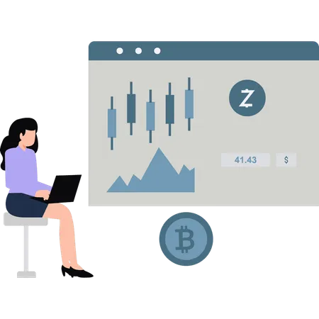 La empresaria está analizando el mercado de acciones en cartelera  Ilustración