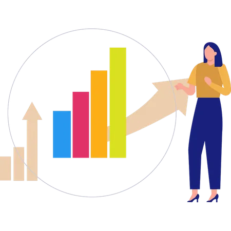 La empresaria está discutiendo el gráfico de crecimiento.  Ilustración