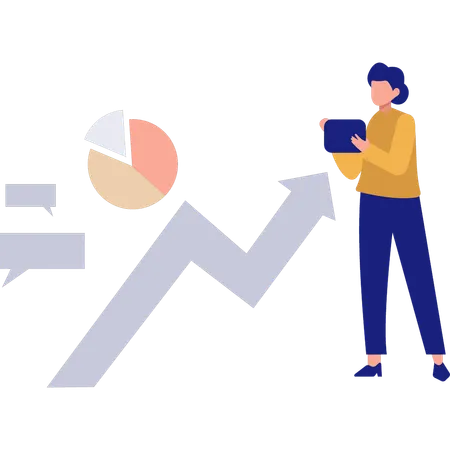 La empresaria está discutiendo el gráfico de desarrollo.  Ilustración