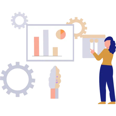 A empresária está discutindo dados de negócios  Ilustração