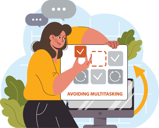 A empresária está evitando multitarefa  Ilustração