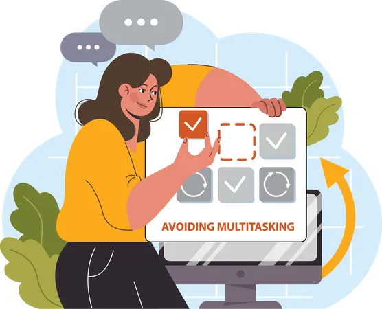 A empresária está evitando multitarefa  Ilustração
