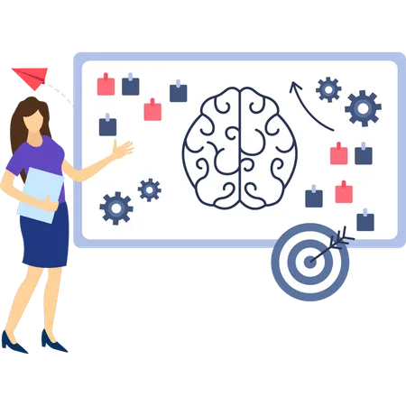 Empresária está tentando resolver obstáculos de negócios  Ilustração