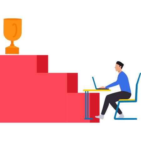 La empresaria está trabajando en datos gráficos para lograr el objetivo.  Ilustración