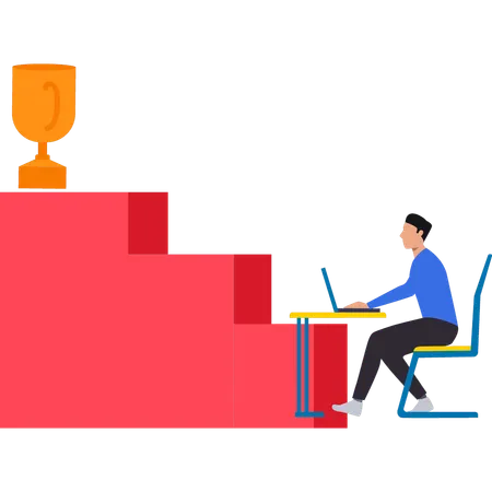 La empresaria está trabajando en datos gráficos para lograr el objetivo.  Ilustración