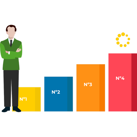 A empresária está trabalhando em dados gráficos para atingir a meta  Ilustração