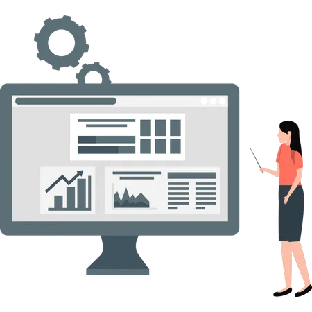 La empresaria explica datos gráficos  Ilustración