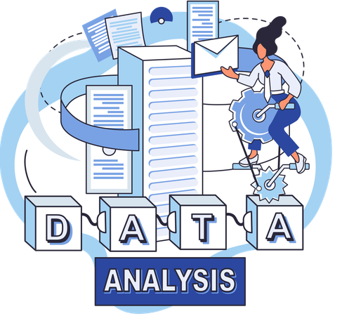 Mulher de negócios fazendo análise de big data  Ilustração