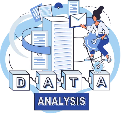 Mulher de negócios fazendo análise de big data  Ilustração