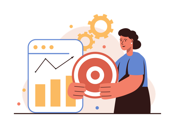 Empresária fazendo análise de metas de negócios  Ilustração