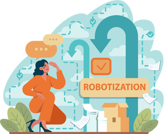 Empresária fazendo robotização  Ilustração