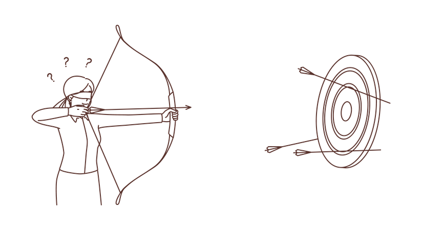 Empresária fazendo tiro com arco  Ilustração