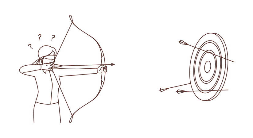 Empresária fazendo tiro com arco  Ilustração