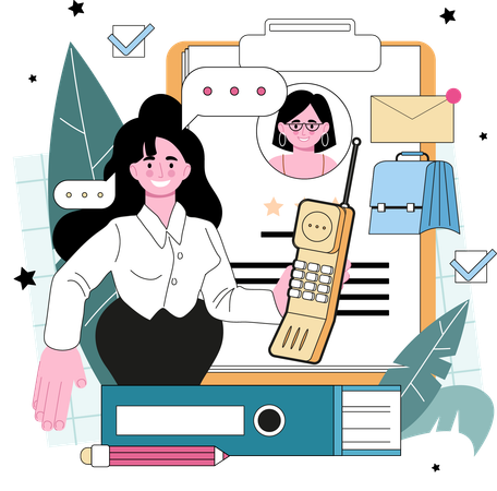 Empresaria ultima nuevo empleado  Ilustración