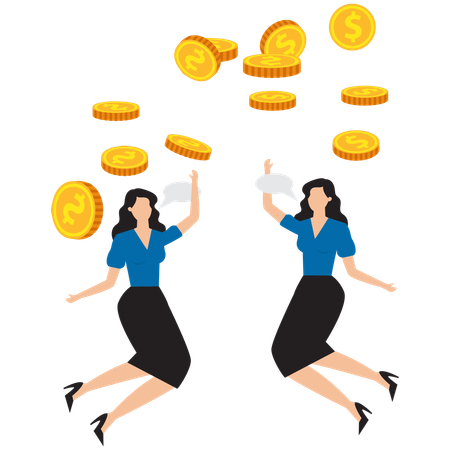 Mujer de negocios ganando dinero  Ilustración