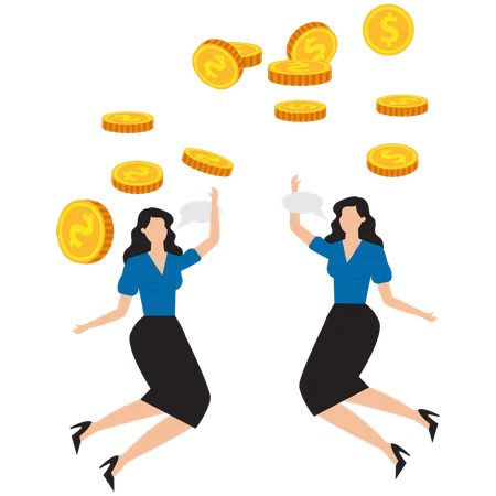 Mujer de negocios ganando dinero  Ilustración