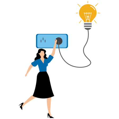 Mujer de negocios genera idea de negocio  Ilustración