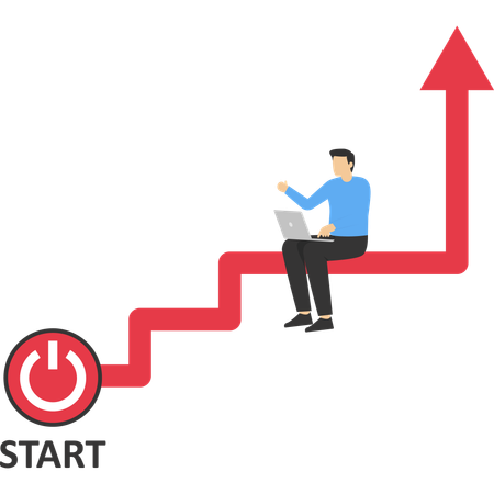 Empresária gerencia gráfico de crescimento financeiro  Ilustração