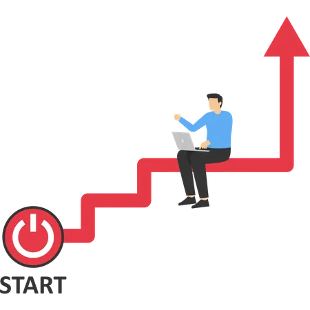 Empresária gerencia gráfico de crescimento financeiro  Ilustração