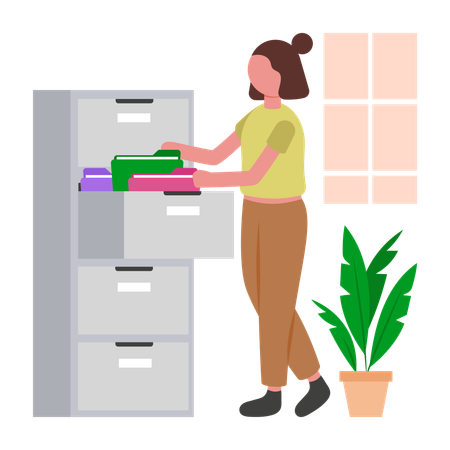 Mulher de negócios gerenciando arquivos pessoais  Ilustração