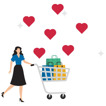 Mujer de negocios haciendo compras felices  Ilustración