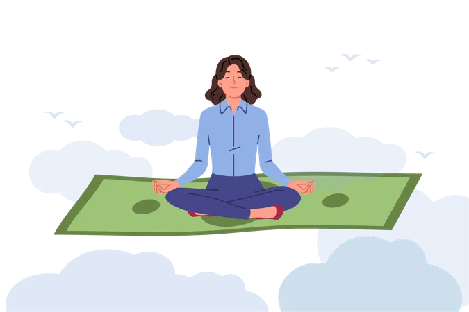 Empresaria haciendo meditación  Illustration