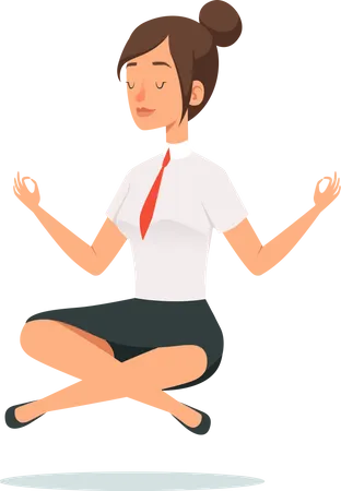 Empresaria haciendo meditación  Ilustración