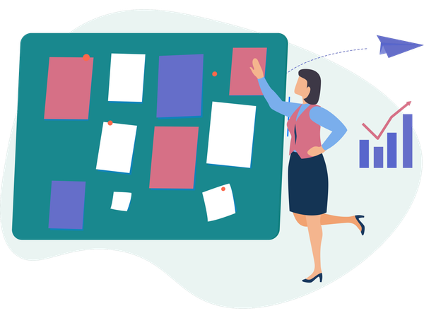 Mujer de negocios haciendo planificación empresarial  Ilustración