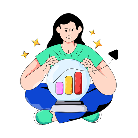 Mujer de negocios haciendo predicciones futuras  Ilustración