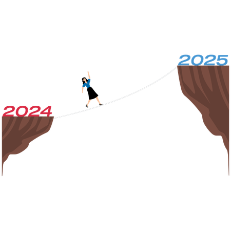 Empresária indo de 2024 a 2025  Ilustração