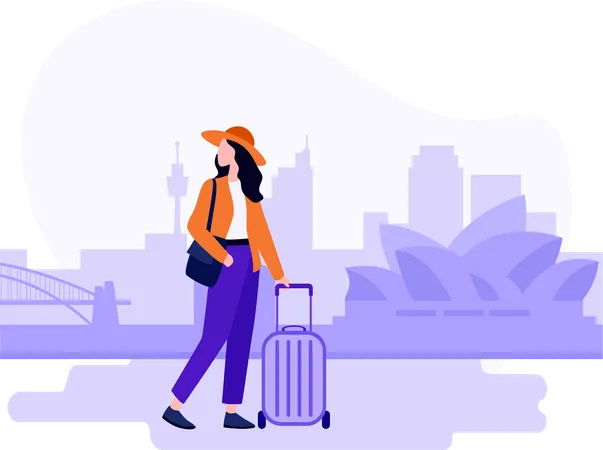 Mulher de negócios indo em viagem para Sydney  Ilustração