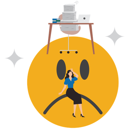 Empresária infeliz com o trabalho  Ilustração