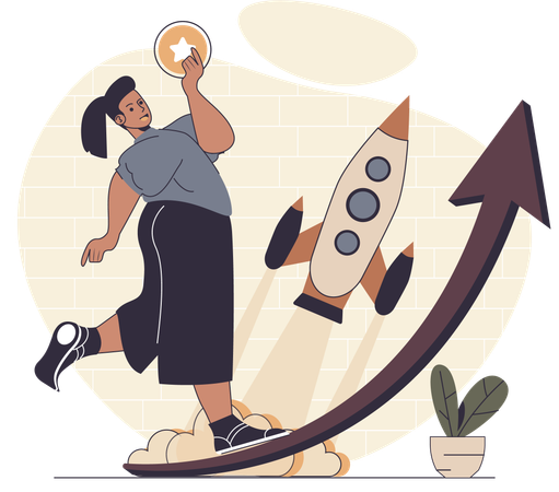 Empresária lançando novo projeto de negócios  Ilustração