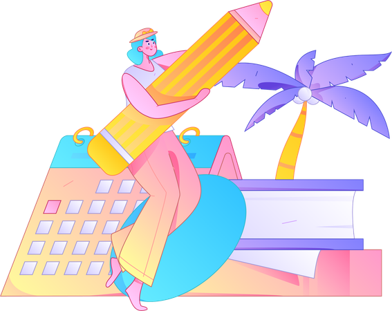 Empresária marca reunião no calendário  Ilustração