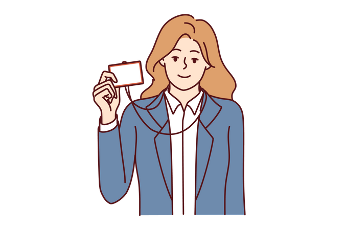 Empresária mostrando carteira de identidade  Ilustração