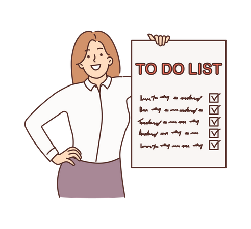 Empresária mostrando lista de tarefas  Ilustração