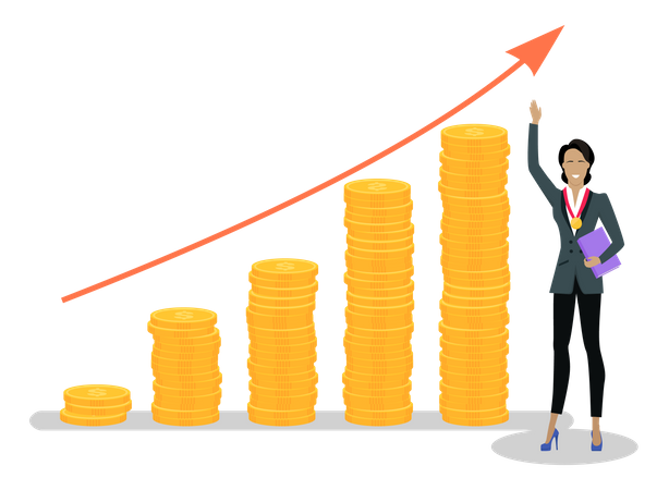 Empresária obtendo lucro financeiro  Ilustração