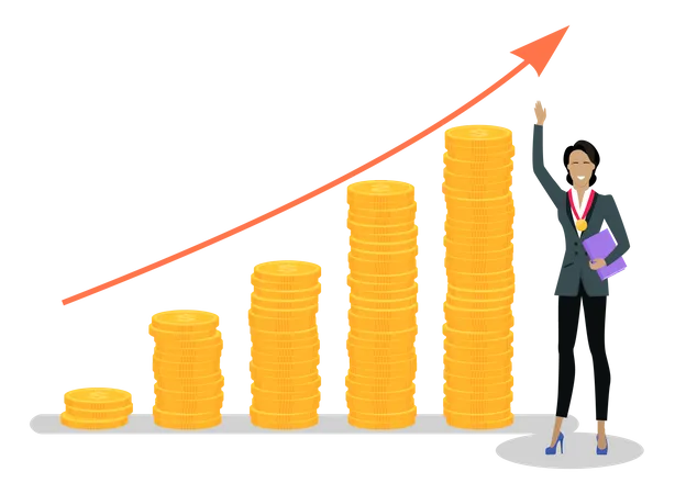 Empresária obtendo lucro financeiro  Ilustração