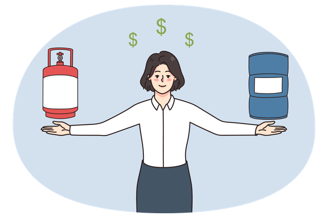 Empresária oferece petróleo e gás para venda  Ilustração