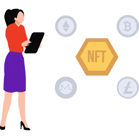 Empresária prepara relatório NFT  Illustration