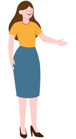 Mujer de negocios presentando algo  Ilustración