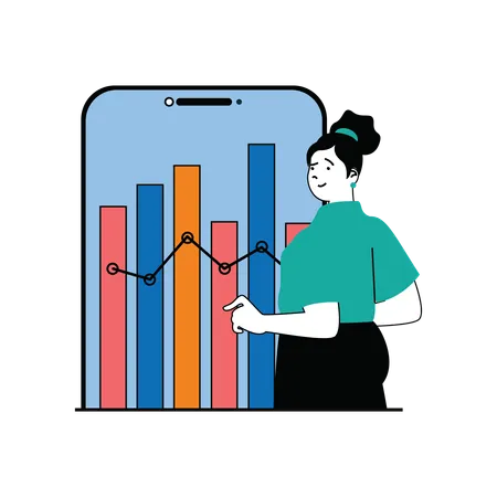 Empresaria que presenta el gráfico de crecimiento financiero  Ilustración