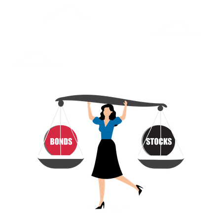 Empresaria que gestiona el balance de acciones  Illustration