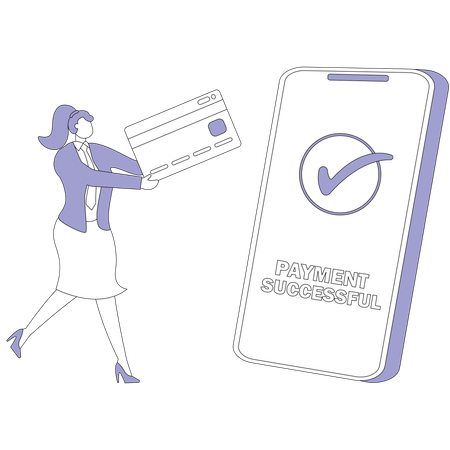 Mujer de negocios haciendo un pago con tarjeta en línea  Illustration