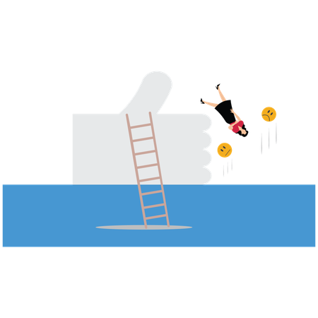 Mulher de negócios recebendo avaliação ou feedback ruim  Ilustração