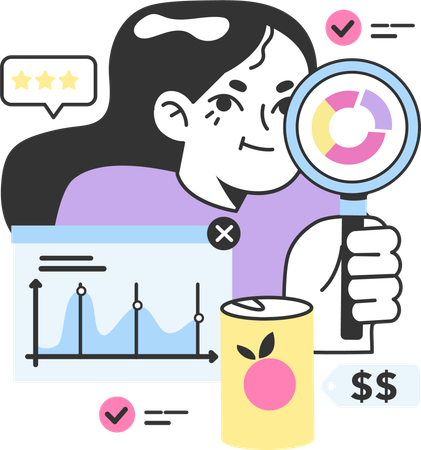 La empresaria revisa su producto empresarial  Ilustración